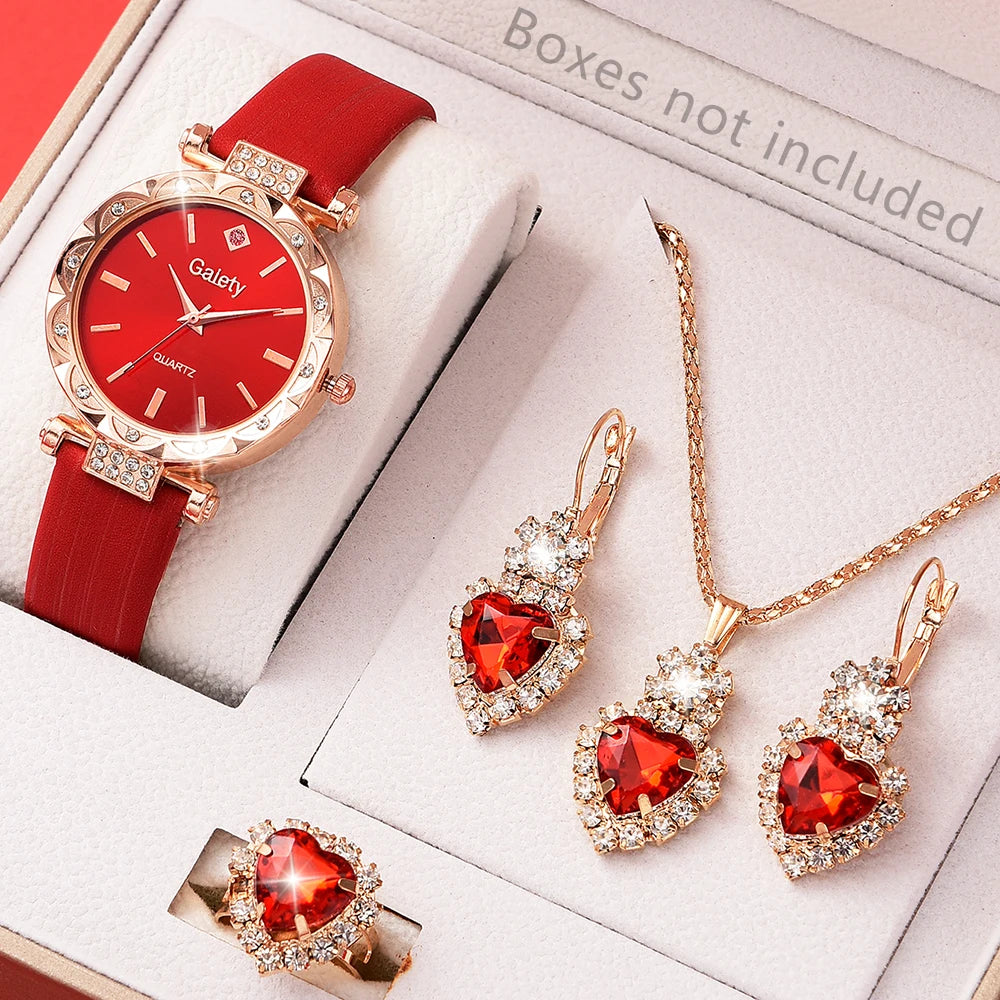 Womens 5Pcs Set Luxury Rhinestone