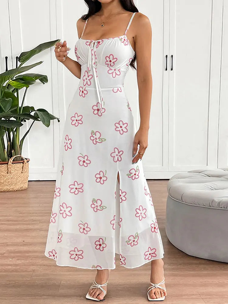 Sexy Pink Sling Dress – Backless, Split, and Street-Ready