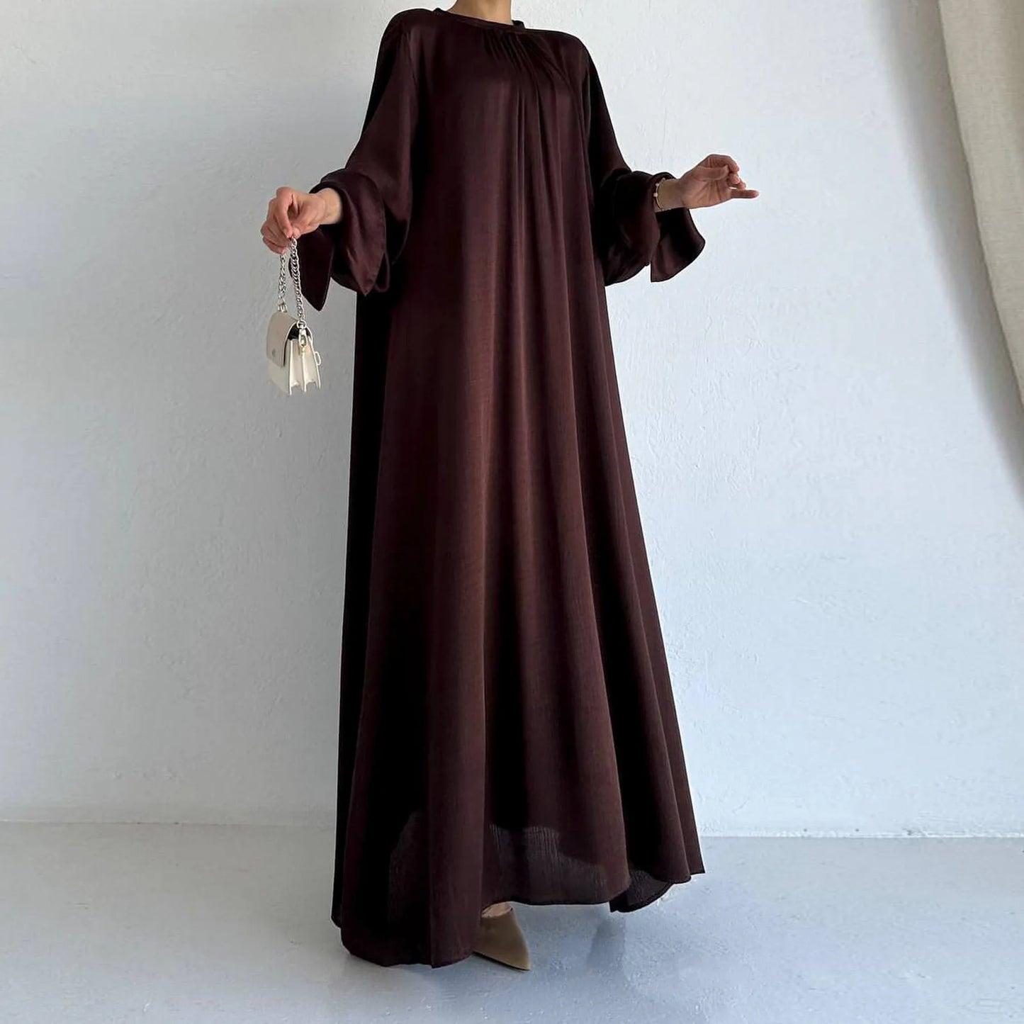 Soft Waist Strap Two Wear Dress Dubai Elegant Satin Dress Women