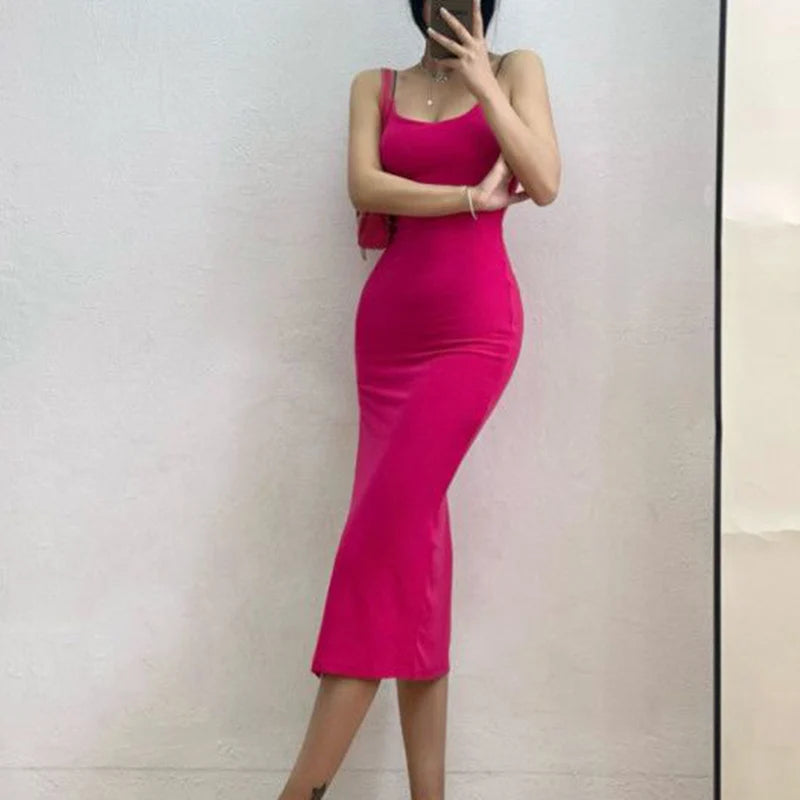 Rimocy 2025 New Sexy Sleeveless Slim Long Dress Women Party Club