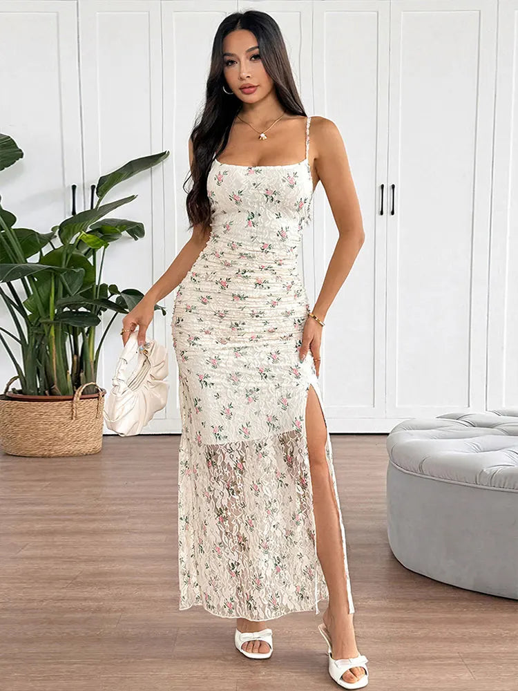 Women’s Summer Lace Dress – Sexy Backless Street Maxi