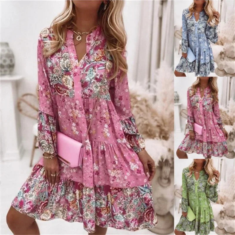 Casual Floral Print Dresses For Women 2025