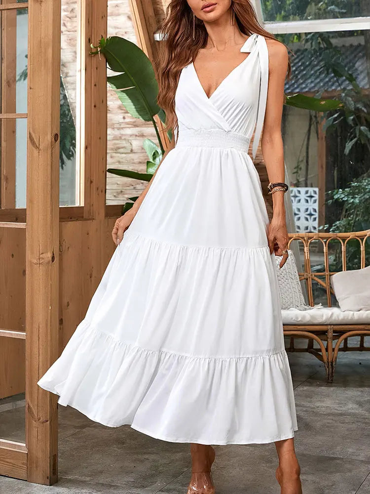 Women's Slim Maxi Dress – Backless Beach Street Style