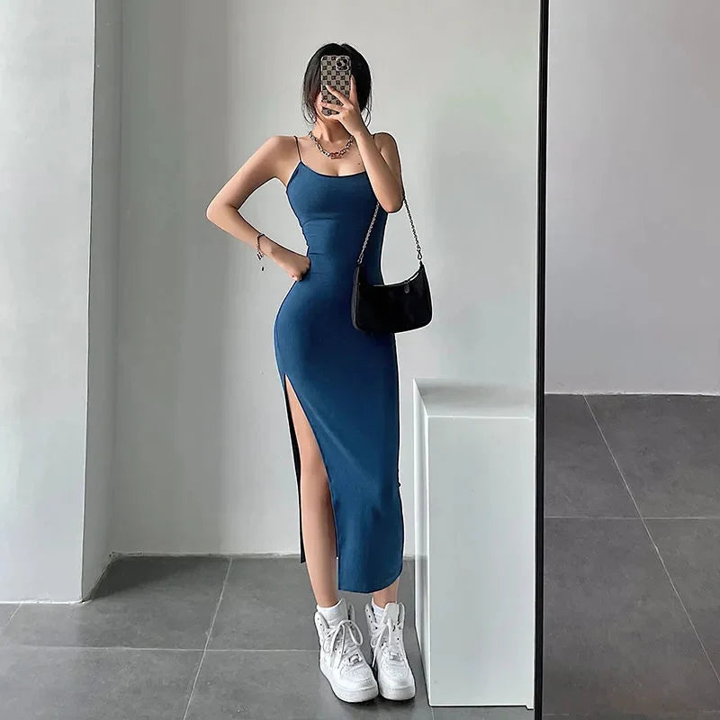 Rimocy 2025 New Sexy Sleeveless Slim Long Dress Women Party Club
