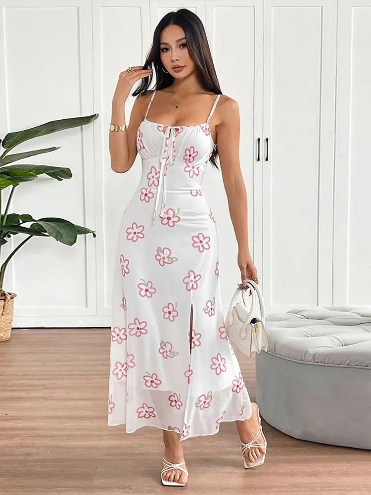 Sexy Pink Sling Dress – Backless, Split, and Street-Ready