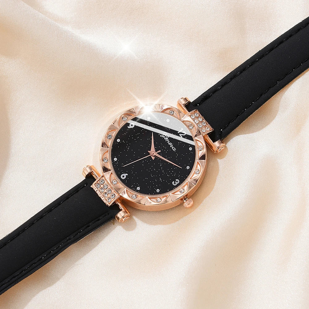 Womens 5Pcs Set Luxury Rhinestone
