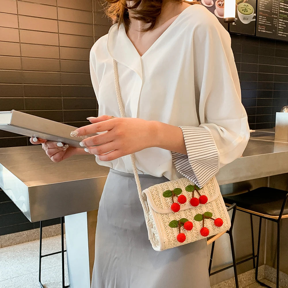 Women's Retro Straw Weave Crossbody Bag