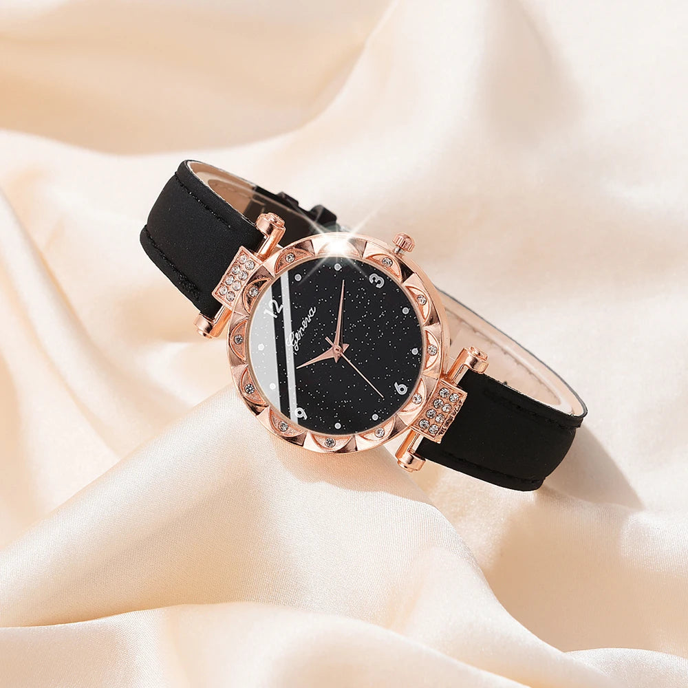 Womens 5Pcs Set Luxury Rhinestone
