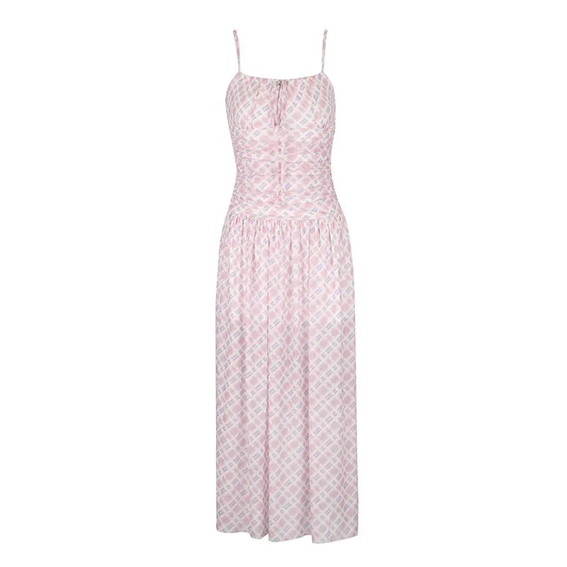 Streetwear Maxi – Slim Fit Geometric Lace-Up Dress