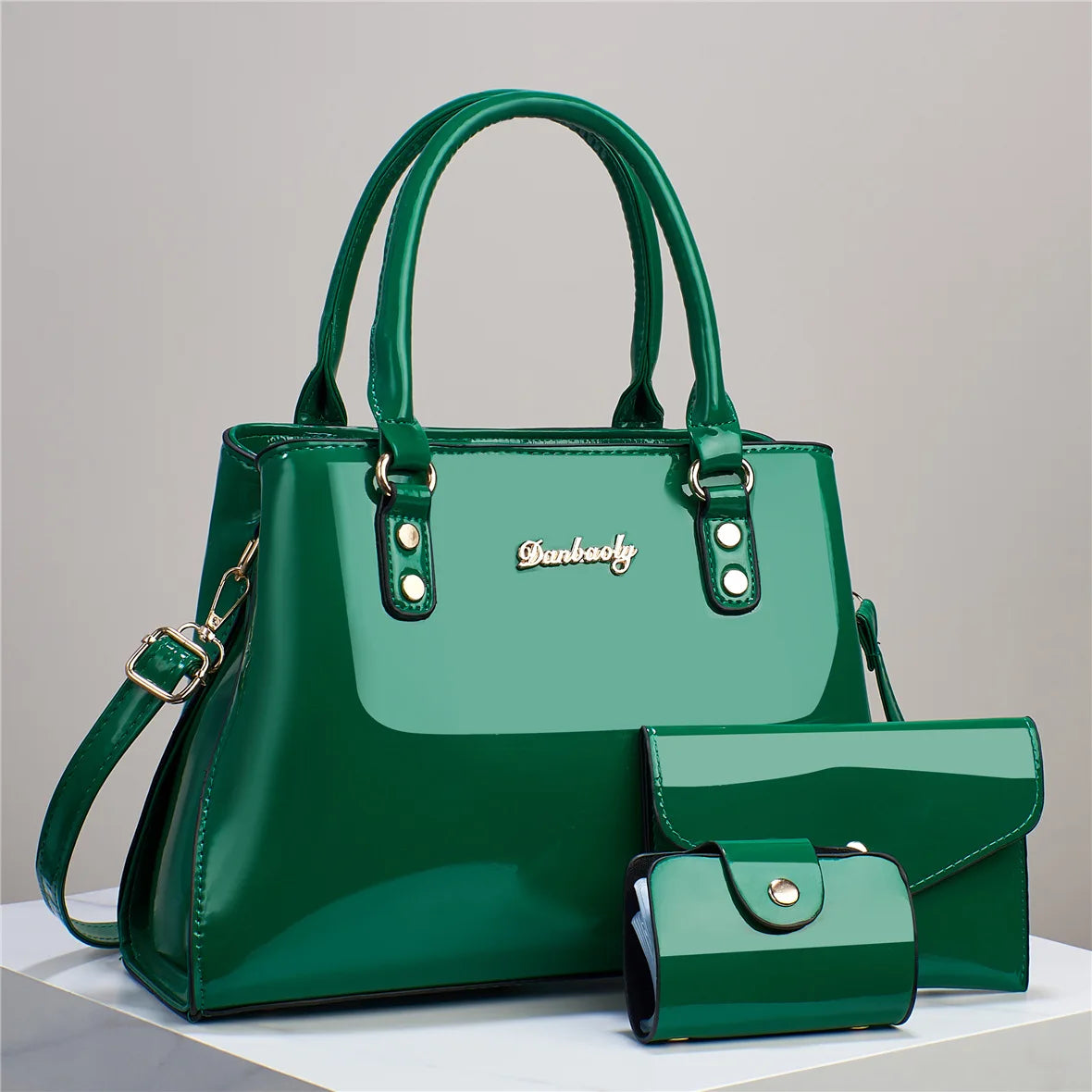3 Piece Set Shiny Leather Women's Bag Fashion Top Quality