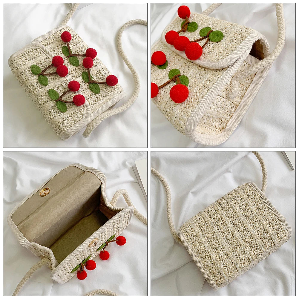 Women's Retro Straw Weave Crossbody Bag