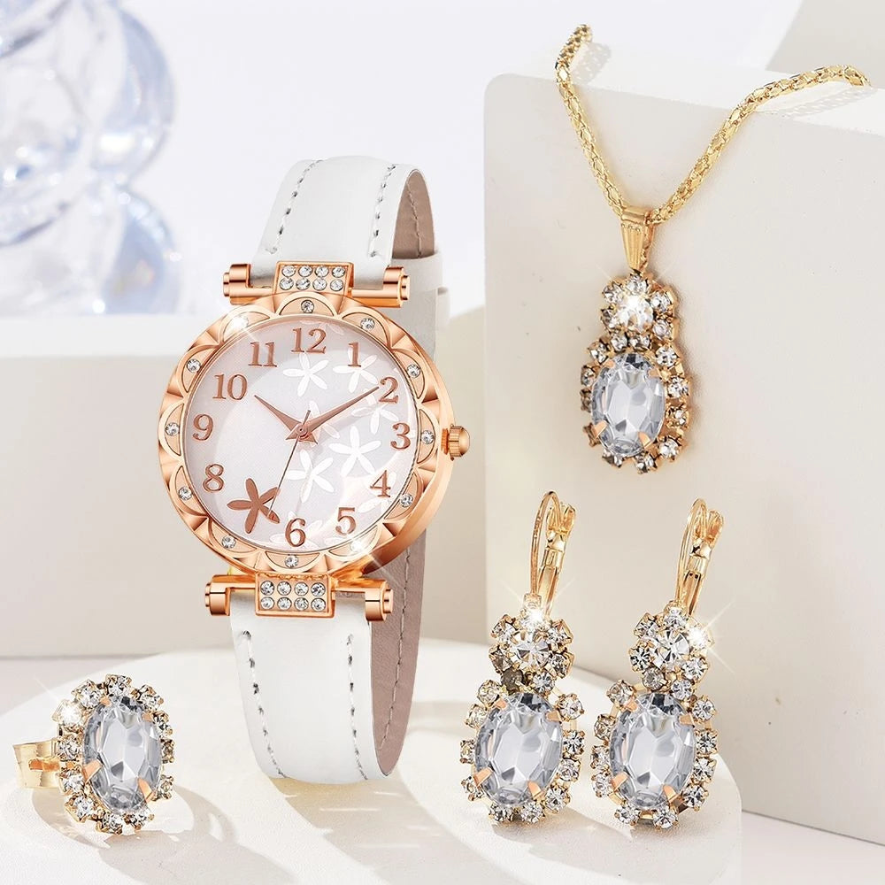 Womens 5Pcs Set Luxury Rhinestone