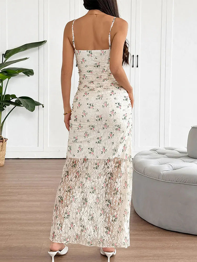Women’s Summer Lace Dress – Sexy Backless Street Maxi