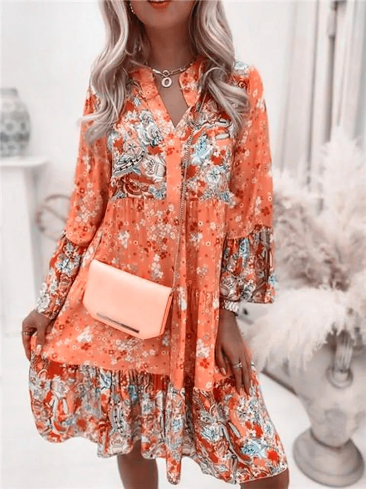 Casual Floral Print Dresses For Women 2025