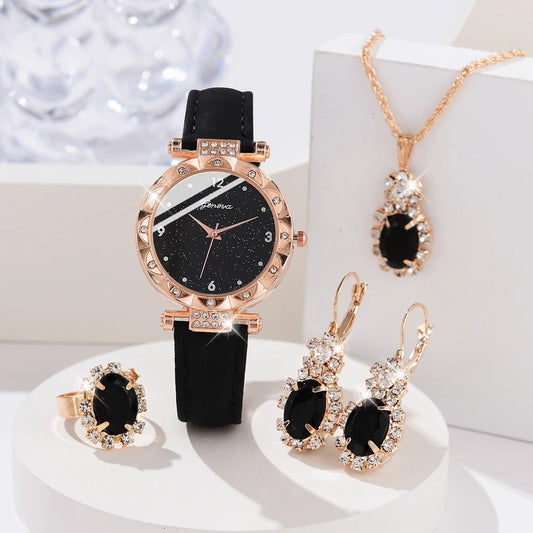 Womens 5Pcs Set Luxury Rhinestone