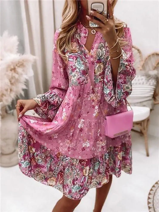 Casual Floral Print Dresses For Women 2025