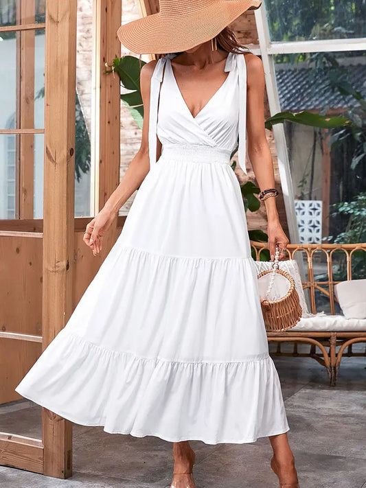 Women's Slim Maxi Dress – Backless Beach Street Style