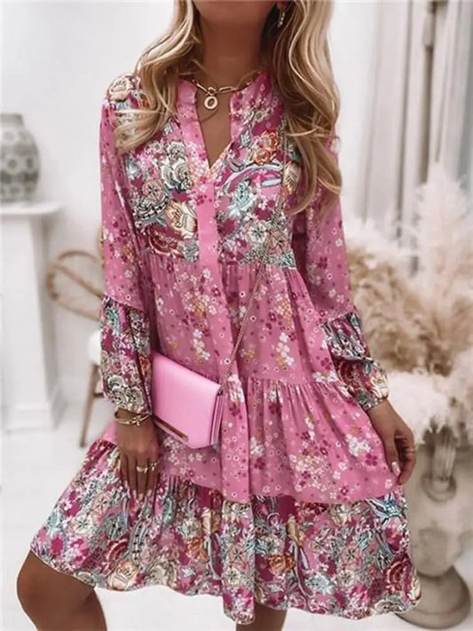 Casual Floral Print Dresses For Women 2025