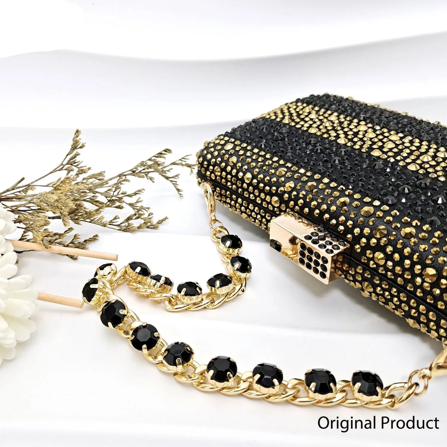 Elegant Black & Gold Pumps with Matching Bag – Italian Style Set